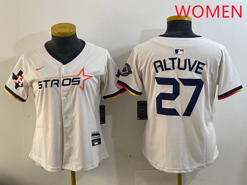 Women Houston Astros 27 Altuve Cream Three generations Joint Name 2025 Nike MLB Jersey style 14